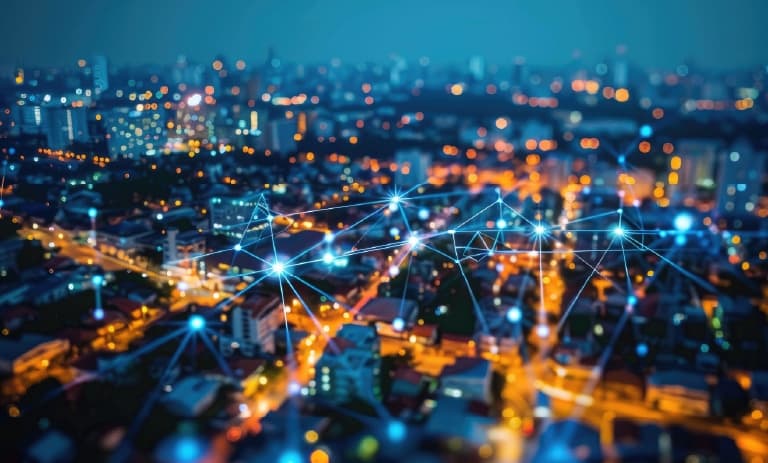 Ciudad con redes conectadas