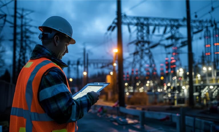 Trabajador del servicio técnico evaluando la salud del servicio