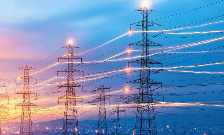 La energía que viaja a través de las líneas eléctricas.