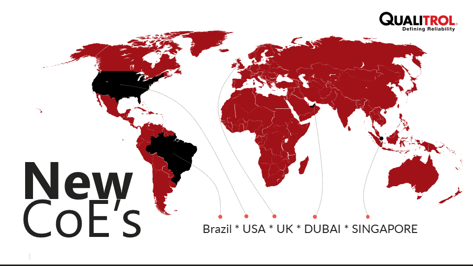 Mapa mundial de los centros COE de Qualitrol